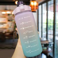 Gourde,Marqueur de temps bouteille d'eau à boire , grande capacité, tasse en plastique pour l'entraînement de - Purple-2.0L