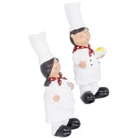 Chef Figurine Statue, Chef Figurines cuisine, résine vive Couple Chef Figurine pour cuisine décor cuisine Bar armoire boulangerie