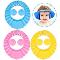 Chapeau Douche Bébé,3pcs Réglable Visière Bonnets de Bain Pour Enfants Protection des Yeux et Visage de Shampooing
