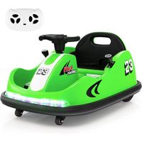 GOPLUS Auto-Tamponneuse Électrique GO-Kart Karting 12V avec Télécommande,Charge 30KG, Enfants 1,5-6 Ans avec Bande Lumineuse,Vert