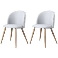 MAEVA - Lot de 2 chaises scandinave - Tissu -  Gris Clair - pieds en métal design salle a manger salon - 52 x 48 x 79 cm