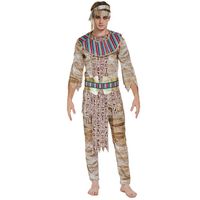 Déguisement momie Egyptienne homme - L - Doré - Bandeau, col, combinaison, paire de manchettes, ceinture