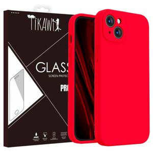 FILM PROTECT. TÉLÉPHONE Tikawi Coque Iphone 14 Plus (6.7') Silicone Rouge 