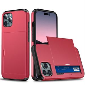 HOUSSE - ÉTUI rouge-Pour iPhone 12 Pro-Slide Wallet Credit Card 