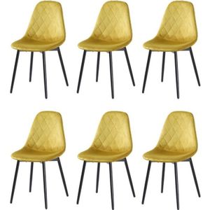 CHAISE Lot de 6 - Chaise HONEY Or - assise Velours pieds 