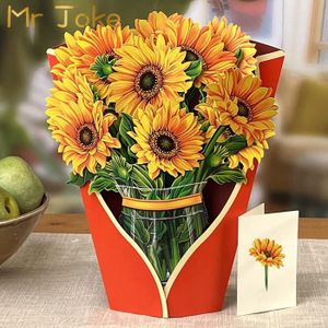 FAIRE-PART - INVITATION Faire-part - invitation,Carte de vœux Pop-Up créative 3D,cartes d'anniversaire,cadeaux pour compagnon - Sunflower Bouquet
