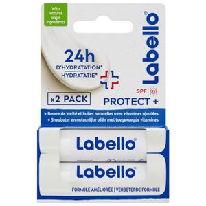 BAUME SOIN DES LÈVRES Labello Protect+ Sticks Lèvres SPF15 Lot de 2 x 4,8 g
