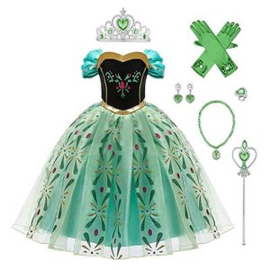 Vert Lito Angels Deguisement Reine des Neiges Robe de Couronnement Princesse Anna Enfant Fille Taille 2-11 ans Anniversaire Fete Carnaval Halloween Costume Cosplay 