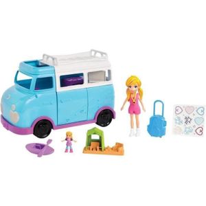 FIGURINE - PERSONNAGE Polly Pocket Van Aventure avec 2 mini-figurines et des accessoires de camping à