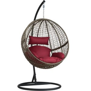 Alices Garden Fauteuil Suspendu Loveuse Suspendue En Resine Tressee Marron Et Coussin Epais Gris Siege Retro En Forme Doeuf Uovo Hamac Isita Com Mx
