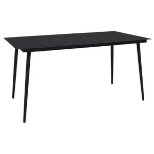 TABLE DE JARDIN  Table à dîner de jardin Noir 190x90x74 cm Acier et verre - VIDAXL - Contemporain - Rectangulaire
