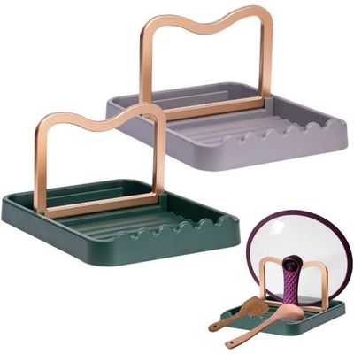 NOENNULL Étagère De Rangement Pour Couvercle De Cuisine, Couvercle Et Repose -cuillère Pour Comptoir De Cuisine, Inclinable, Empêche Le Glissement, Couvercle De Bac à Eau, Couvercle De Poêle, Support