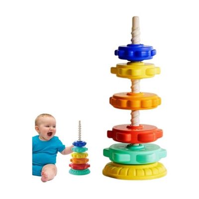 Goujfol Jouet Montessori 2 En 1 Bois - Empilage Et Enfilage Formes Et Couleurs Dès 18 Mois
