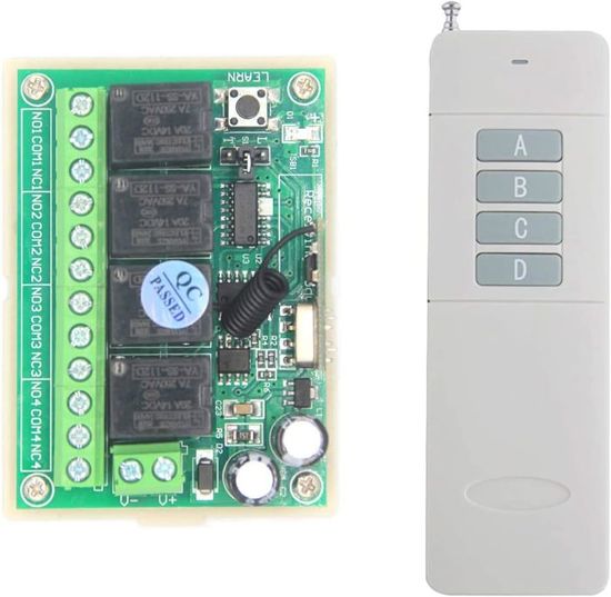 Système Télécommande Sans Fil RF 12 Canaux - Portée 1000 M - Émetteur + Récepteur - 12-48V - Pour Automatisation Industrielle Ou Domestique