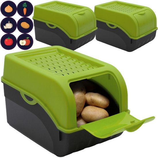 Lot De 3 Boîtes De Conservation ARTEČSIS Pour Pommes De Terre - 3.5L, 5L, 9L, Aération, Fabriqué En Allemagne