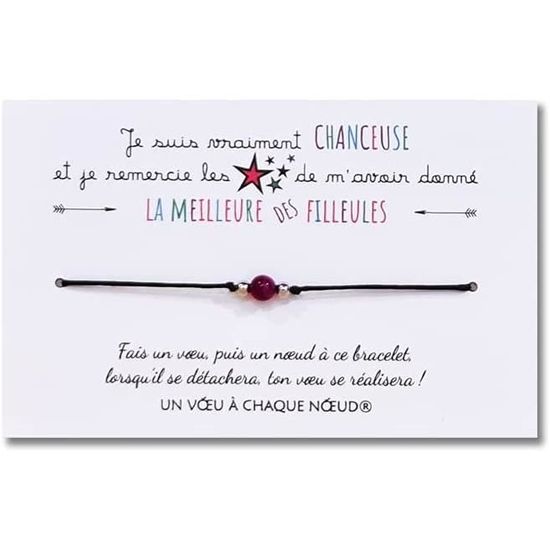 Un Voeu à Chaque Noeud Cadeau Demande Marraine Bracelet + Carte