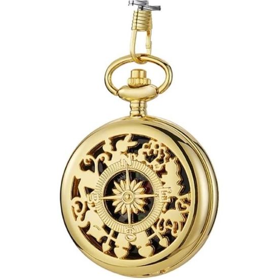 Boussole De Randonnée Style Montre Rétro - Laiton Et Bois Dur - Compas D'orientation