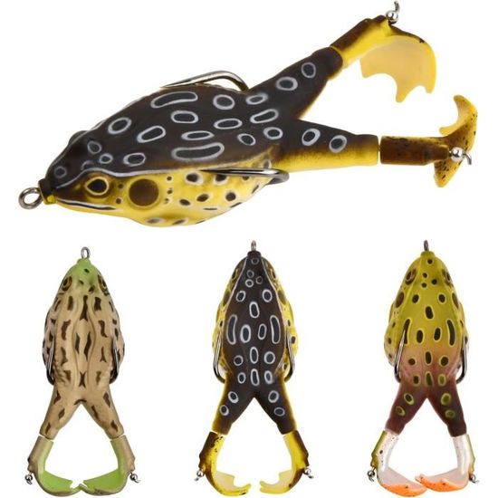 Zootealy Leurre de Pêche 3.5 Po/0.47oz, Accessoire Flottant, Leurre Grenouille, Appât Souple Artificiel, Double Hélices Réalistes, pour Pêche en Eau Douce et Salée Zootealy Leurre de Pêche 3.5 Po/0.47oz, Accessoire Flottant, Leurre Grenouille, Appât Souple Artificiel, Double Hélices Réalistes, pour Pêche en Eau Douce et Salée