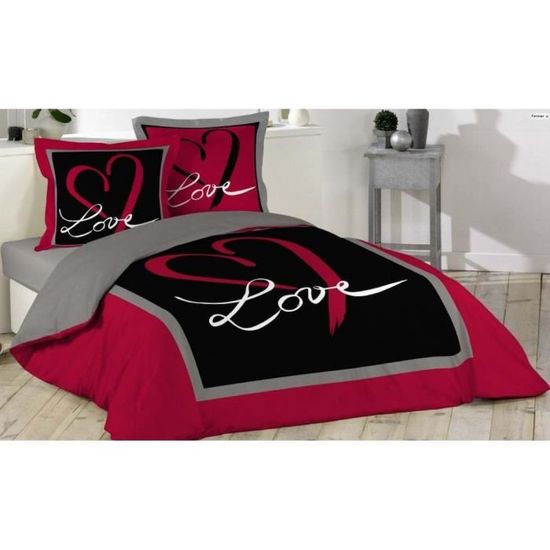 Haut De Couette Inachevé 'I Love You' - Rouge Country Et Crème - 42x44 Pouces - Fait Main US