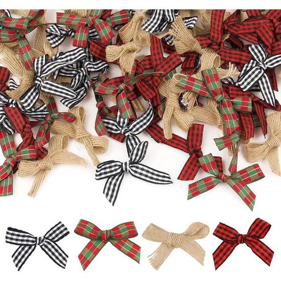 48 Pièces Arc De Noël Ruban Rouge Noeud Pour Sapin De Noël, Guirlande De Noël, Décoration De