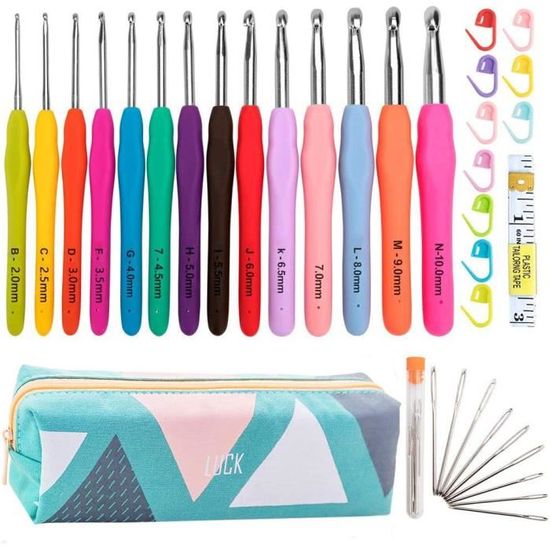 Crochets à Tricoter Larges 8 Mm Avec Poignées Ergonomiques – Transparents, Pour Fil épais – Confort Arthrite, Débutants