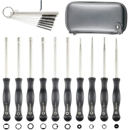 Kit De Réglage Carburateur 14 Pièces - Tournevis Spéciaux + Brosses De Nettoyage - Pour Tronçonneuse, Débroussailleuse