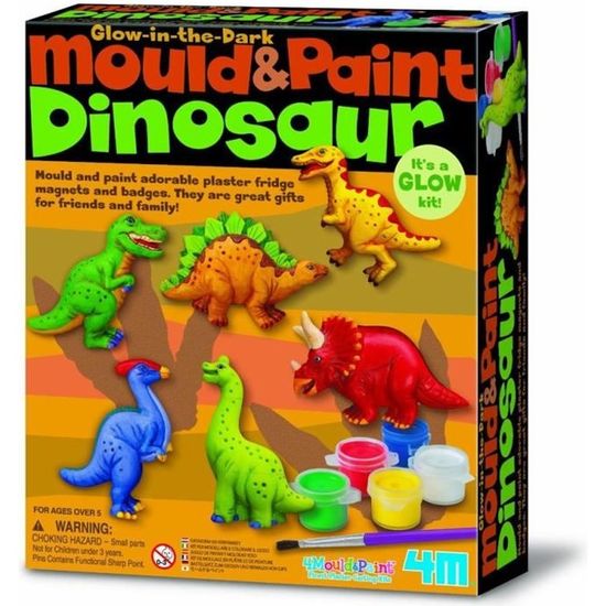 Kit Peinture Dinosaure 3D Pour Enfants - Moulage Et Déco Avec Aimants - Dès 6 Ans