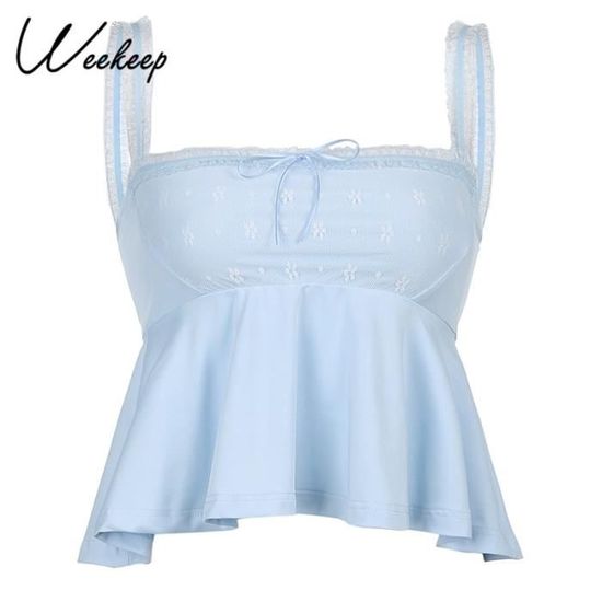 Maille T-shirt en dentelle Vintage Corset mince Camisole sans manches
