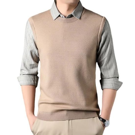 Pull faux 2025 col chemise homme