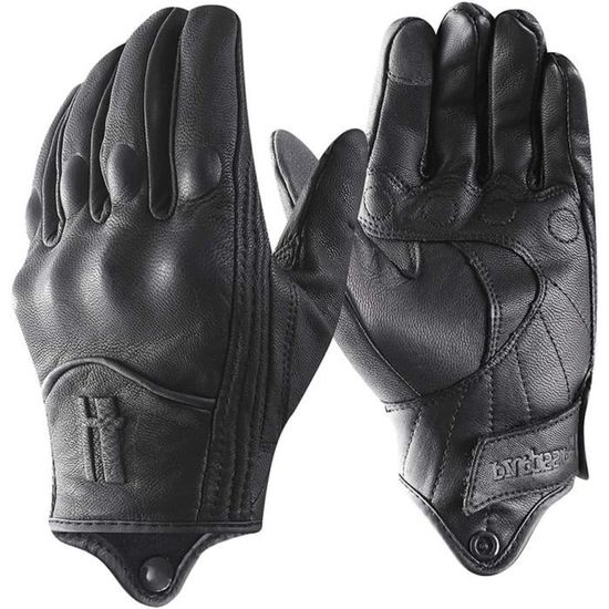 Gants Moto Cuir Chèvre BORLENI - Respirants, Écran Tactile, Protection Articulations