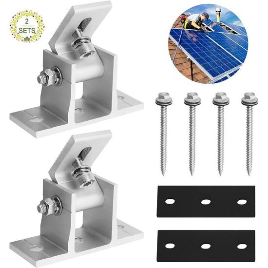 Lot De 8 Pinces De Bord Pour Panneau Solaire 30 Mm - Alliage Aluminium Noir - Avec Clé à Molette - Montage Facile Sur Toit, Camping-car, Bateau
