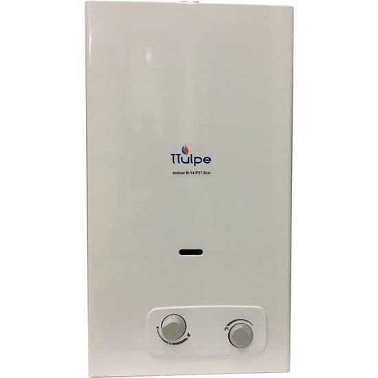 TTulpe® Indoor B14 P37 Eco chauffe-eau à gaz propane/butane instantané, à modulation, pour installation à l'intérieur, 14 l/min