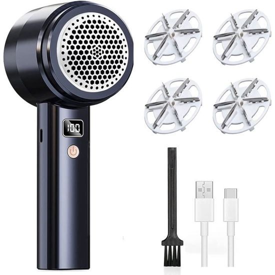 Rasoir Anti-Peluches Rechargeable pour vêtements, écran LED, 3 Vitesses réglables, Rasoir pour vêtements, rasoirs pour Divers Tissus, Blanc