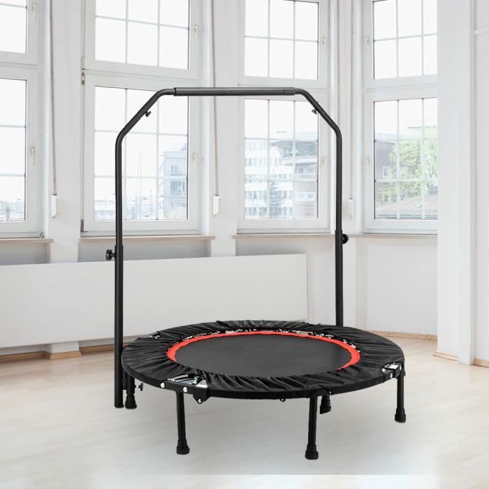 Trampoline fitness Main courante C portable hauteur réglable (102 x 102 x 112,5) cm