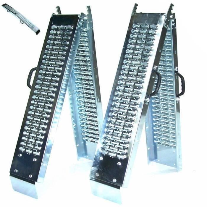 Rampe de chargement pliable - Lot de 2 pcs - en acier galvanisé résistant et traité anti corrosion