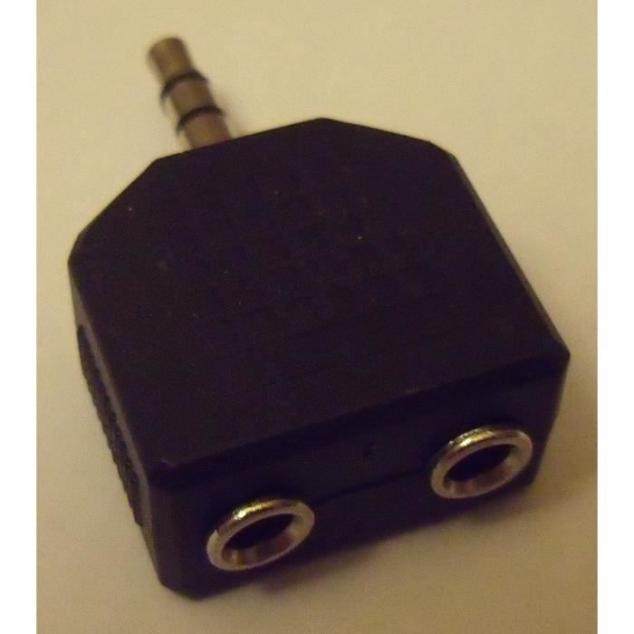 adaptateur double jack 3.5 mm audio noir