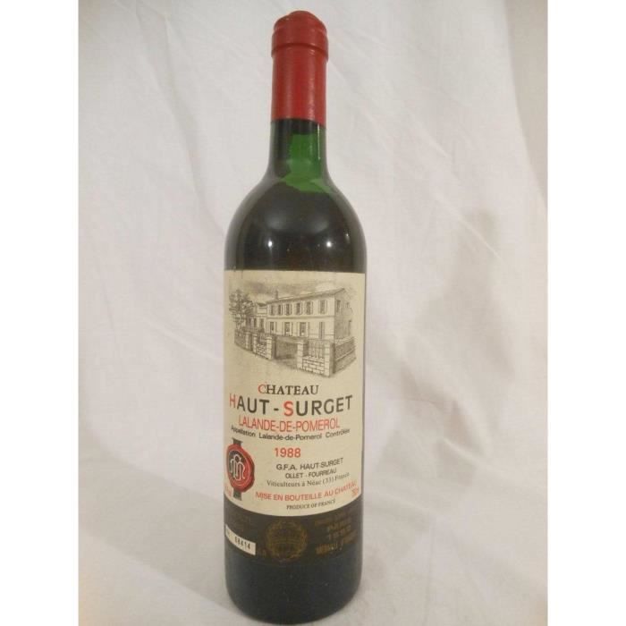 lalande de pomerol château haut-surget (capsule abîmée) rouge 1988 - bordeaux