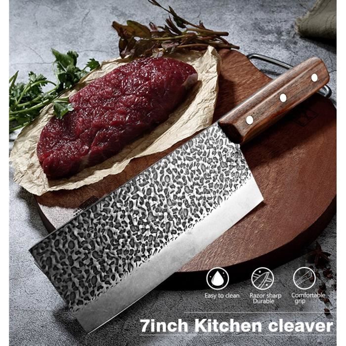 Couperet Japonais de Boucher Couteau Tranchoir de Chef Forgé à la Main