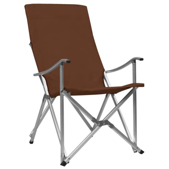 Lot de 2 Chaises de camping pliables - Fauteuil camping Marron