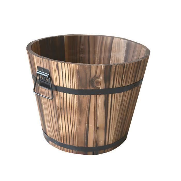 PLANTOIR Pot De Seau En Bois Flower Planter Barrel Patio Garden Outdoor Home Decor # 1 S la21356