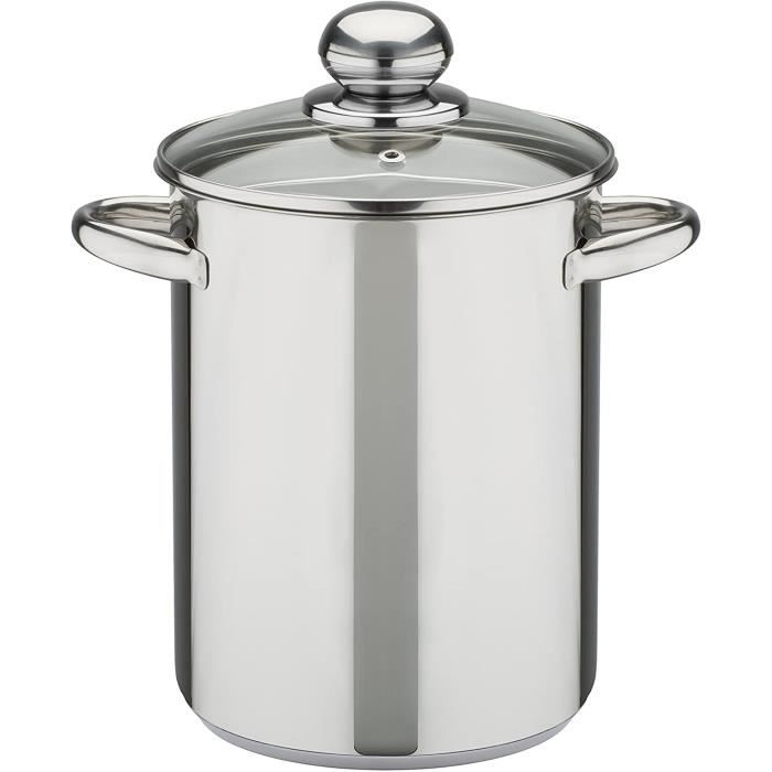 643160 à Asperges avec bac et Couvercle en Verre en Acier Inoxydable, Argent, 16 cm, 2 unités