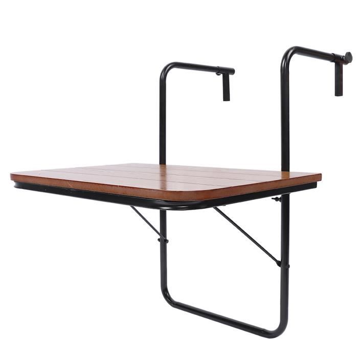 Fdit Mobilier d'extérieur Balcon Table suspendue Garde-corps de haute qualité Table de jardin pliante en fer