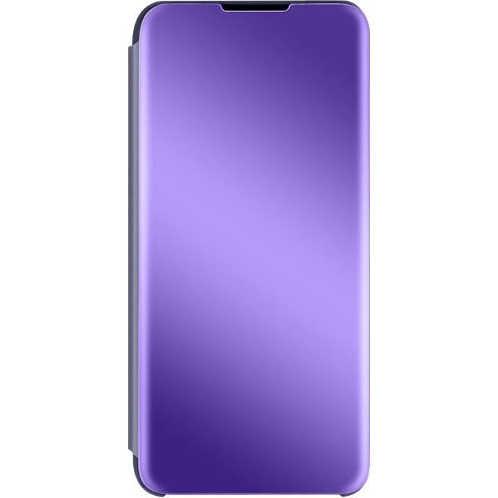 Housse Xiaomi Redmi Note 10 et Note 10s Clapet translucide Miroir Support Violet