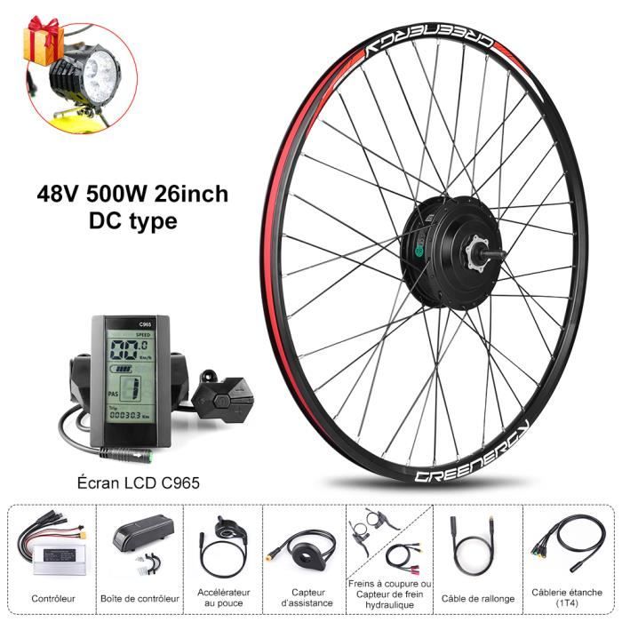 BAFANG 8FUN Kit de Moteur roue avant 48V 500W 26- avec Écran LCD C965 pour Vélo à assistance électrique