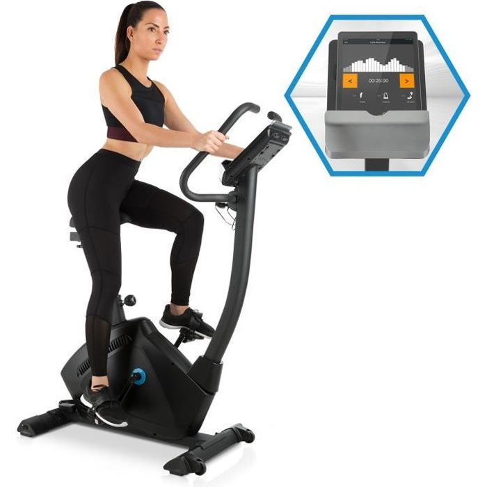 CAPITAL SPORTS Evo Track Cardiobike Vélo d'appartement avec Bluetooth et support de tablette - volant d'inertie 15kg - noir