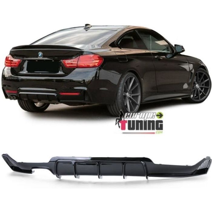 Diffuseur sport noir brillant double sortie gauche BMW série 4 coupé F32 F36 pack M (05397)