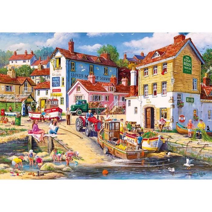 Puzzle 2000 pièces : Petit village au bord de l'eau, Derek Roberts aille Unique Coloris Unique