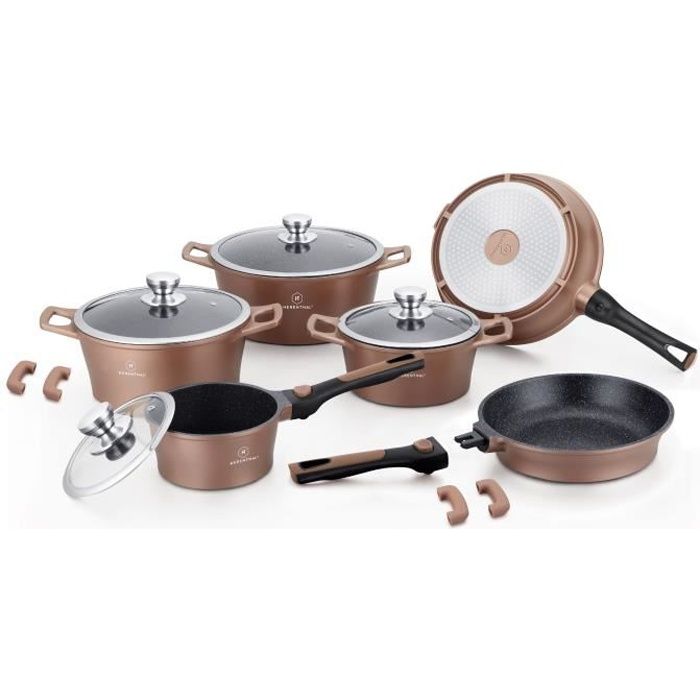 Herenthal - Batterie de cuisine 10 pièces avec poignées amovibles - Cuivre