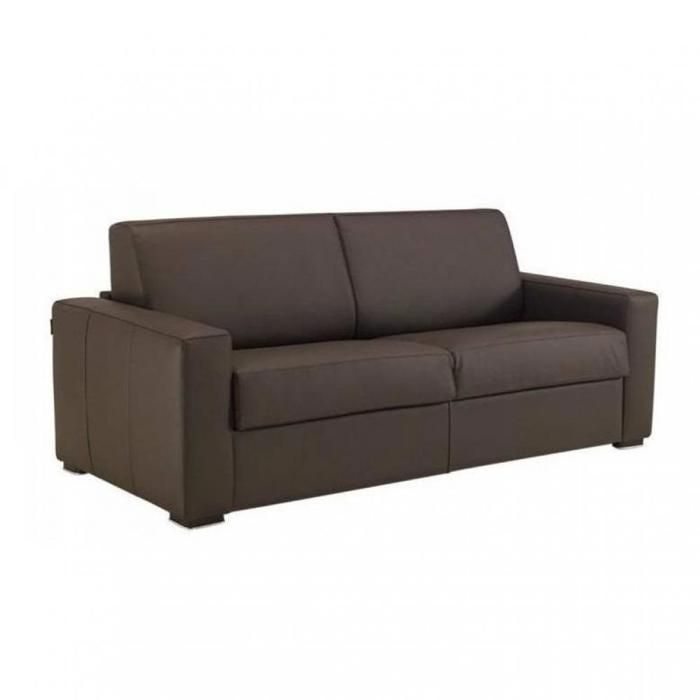 Canapé droit 3 places Marron Cuir Confort
