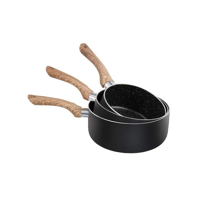 Set de 3 casseroles aspect pierre & bois
